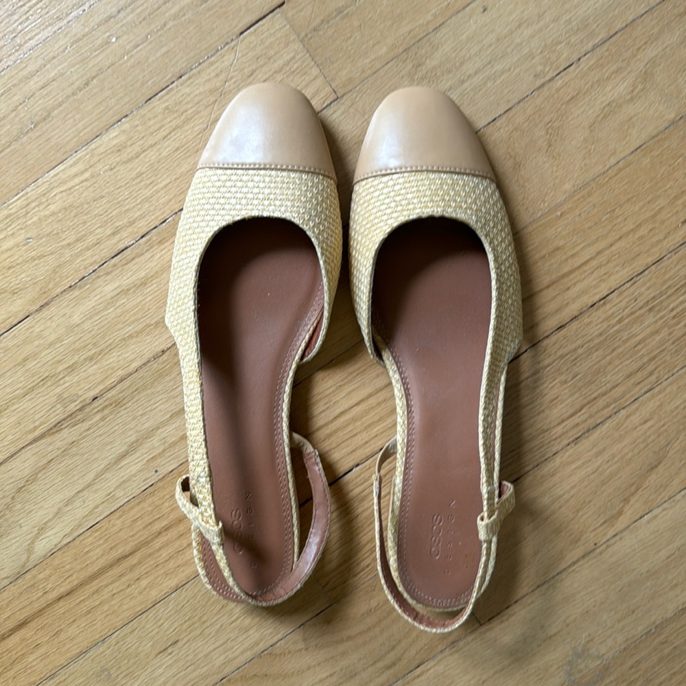 ASOS Design Slingback Raffia Flats